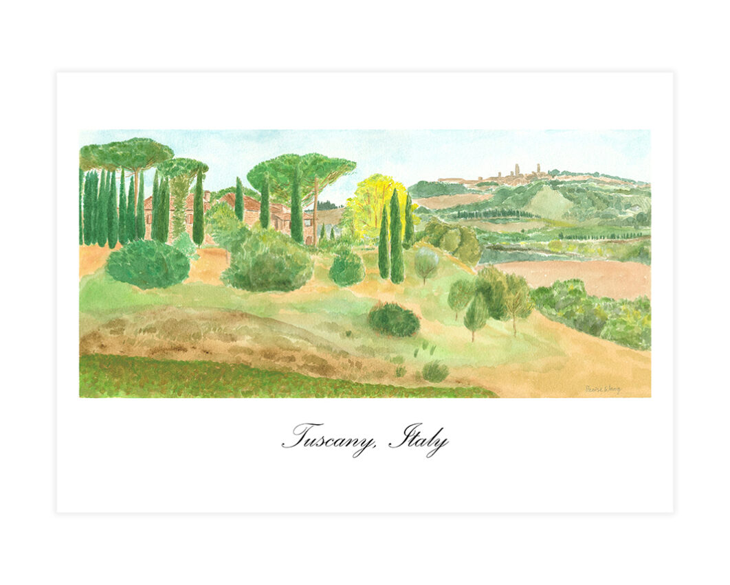 A farmhouse and landscape in Tuscany, Italy