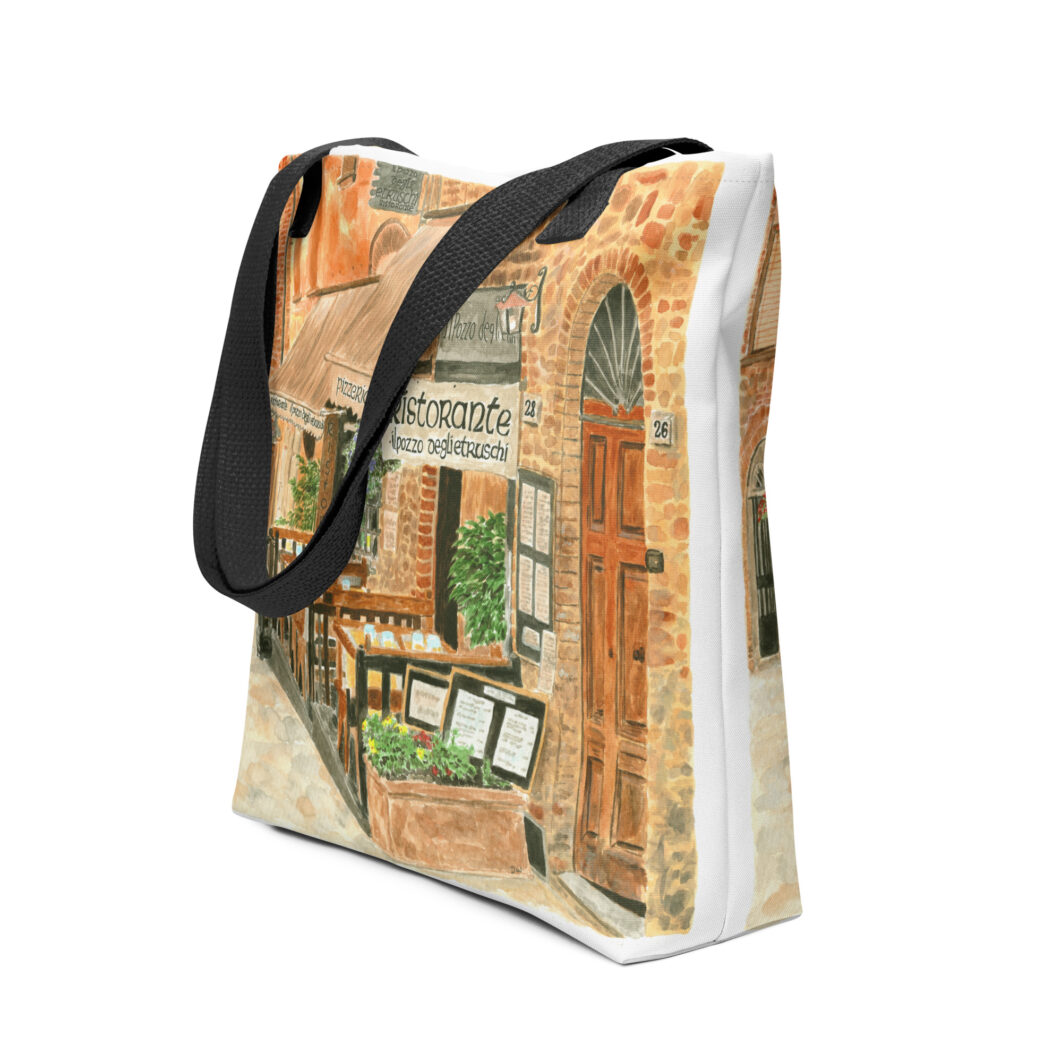 A view of an Italian restaurant, Volterra, Italy (tote Bag) - Image 2