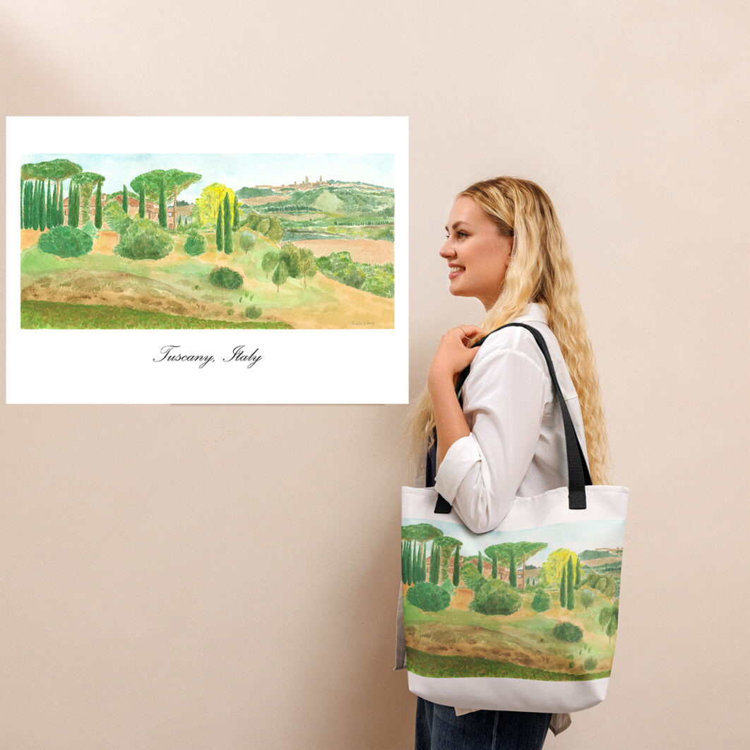 A farmhouse and landscape in Tuscany, Italy (tote Bag) - Image 9