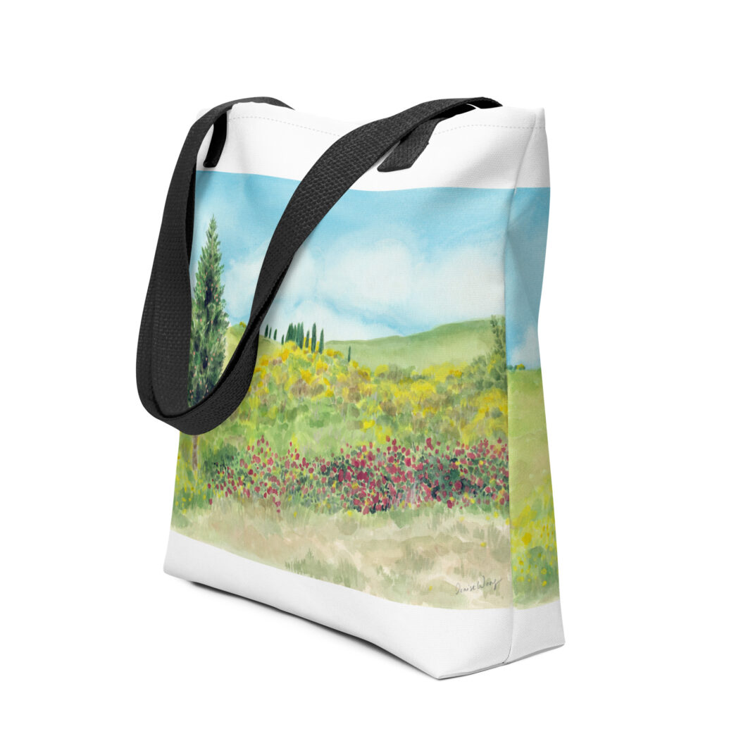 A green field with flowers in Tuscany, Italy (tote bag) - Image 2