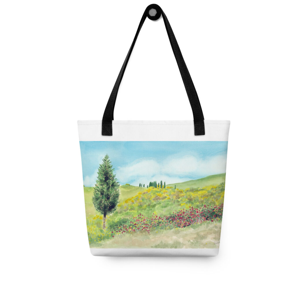 A green field with flowers in Tuscany, Italy (tote bag) - Image 3