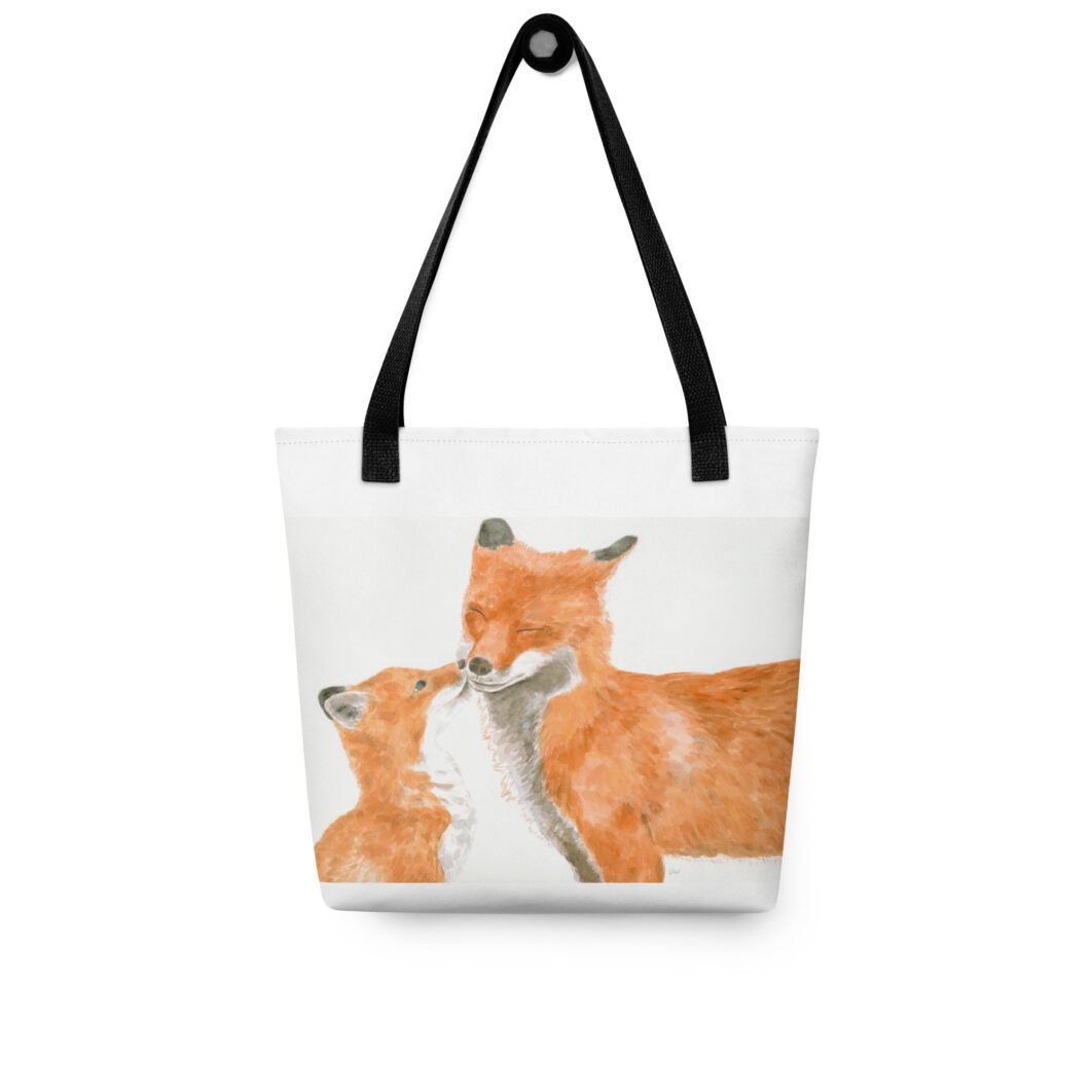 Fox cub kissing mother fox (tote bag) - Image 3