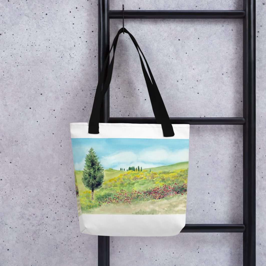 A green field with flowers in Tuscany, Italy (tote bag) - Image 5