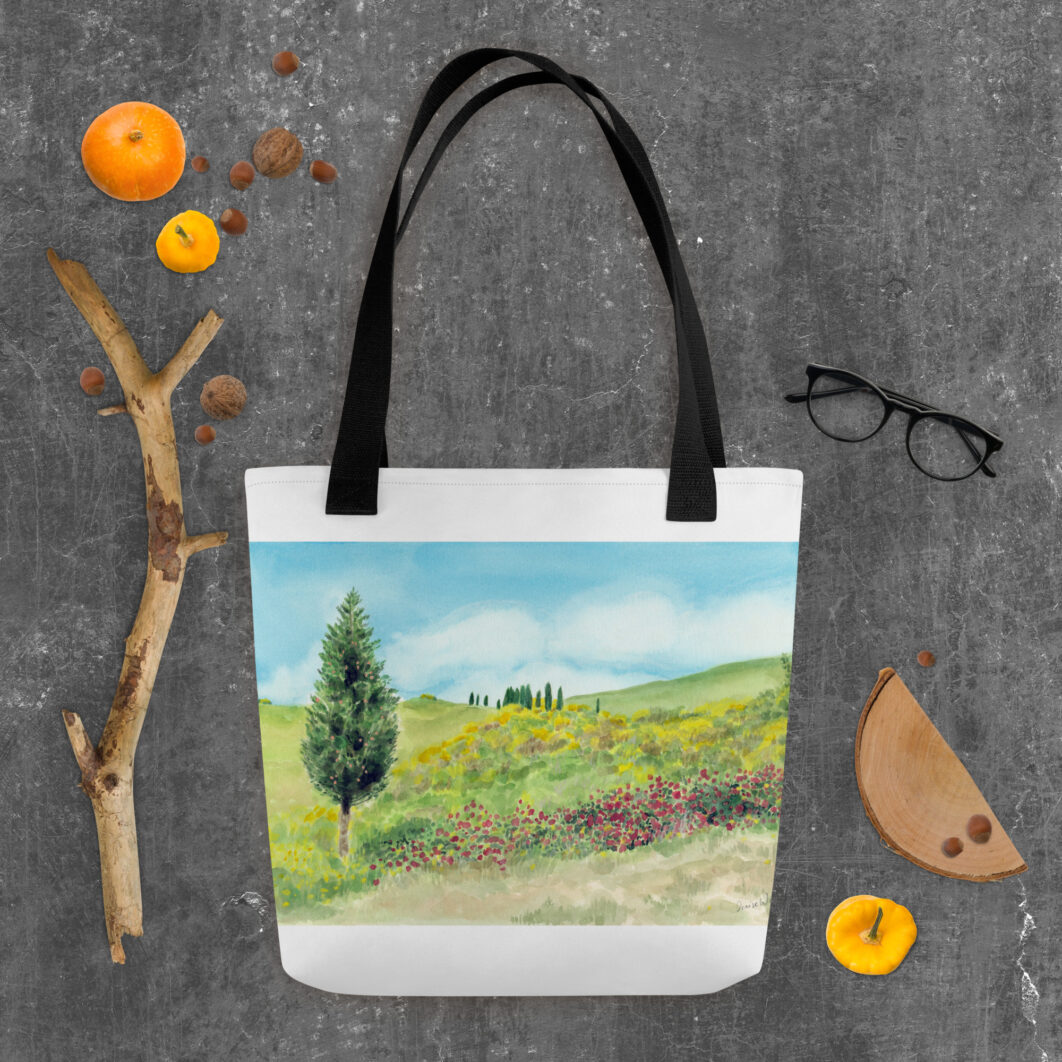 A green field with flowers in Tuscany, Italy (tote bag) - Image 7