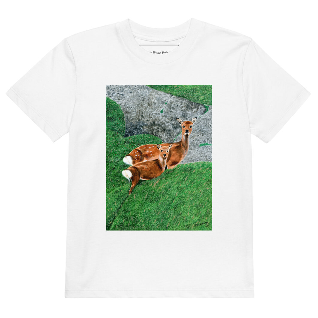 Mother deer and little fawn (organic cotton kids t-shirt)