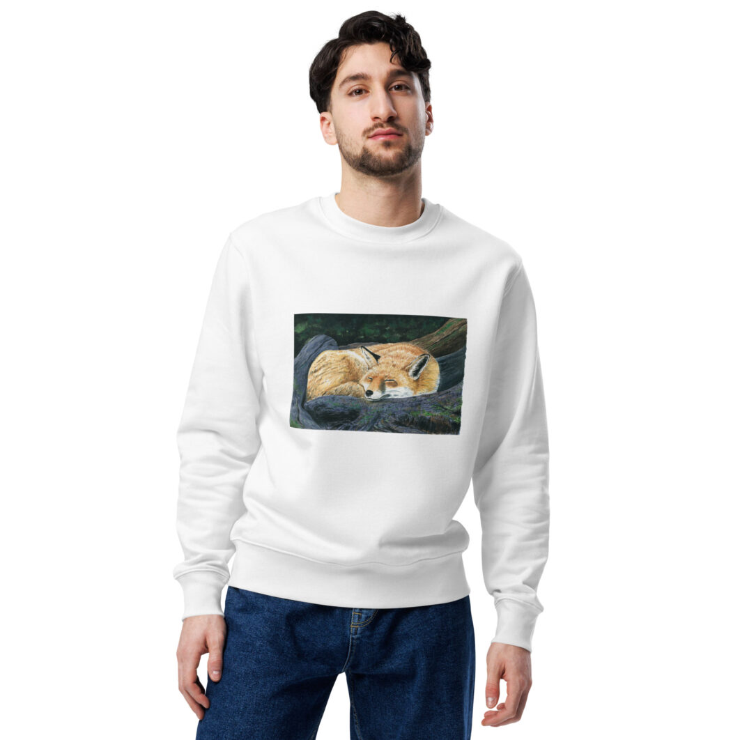 Sleeping fox in the forest (unisex eco sweatshirt) – Men - Image 2