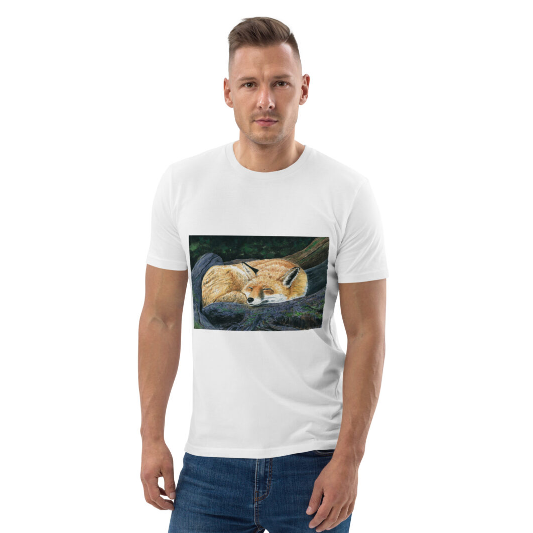 Sleeping fox in the forest (unisex organic cotton t-shirt) - Image 2