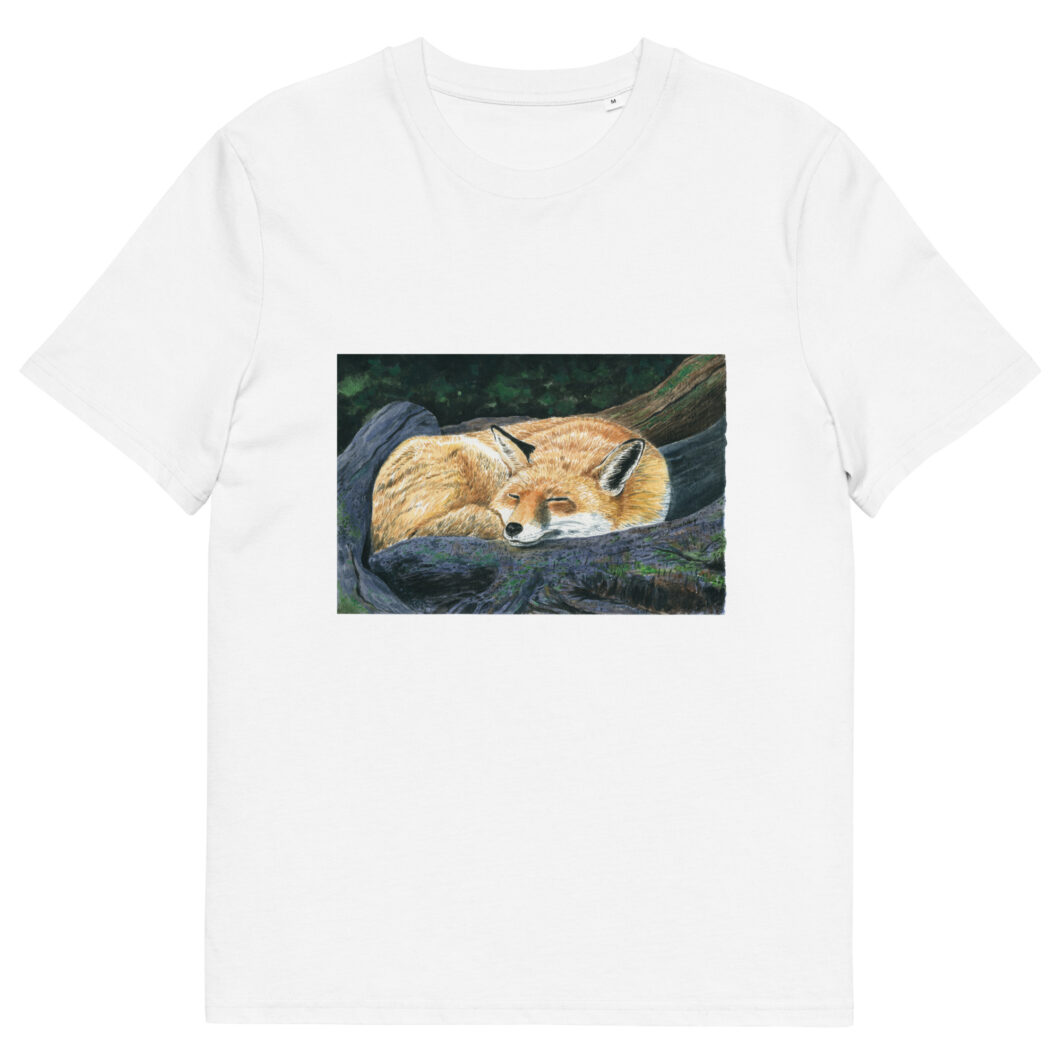 Sleeping fox in the forest (unisex organic cotton t-shirt)