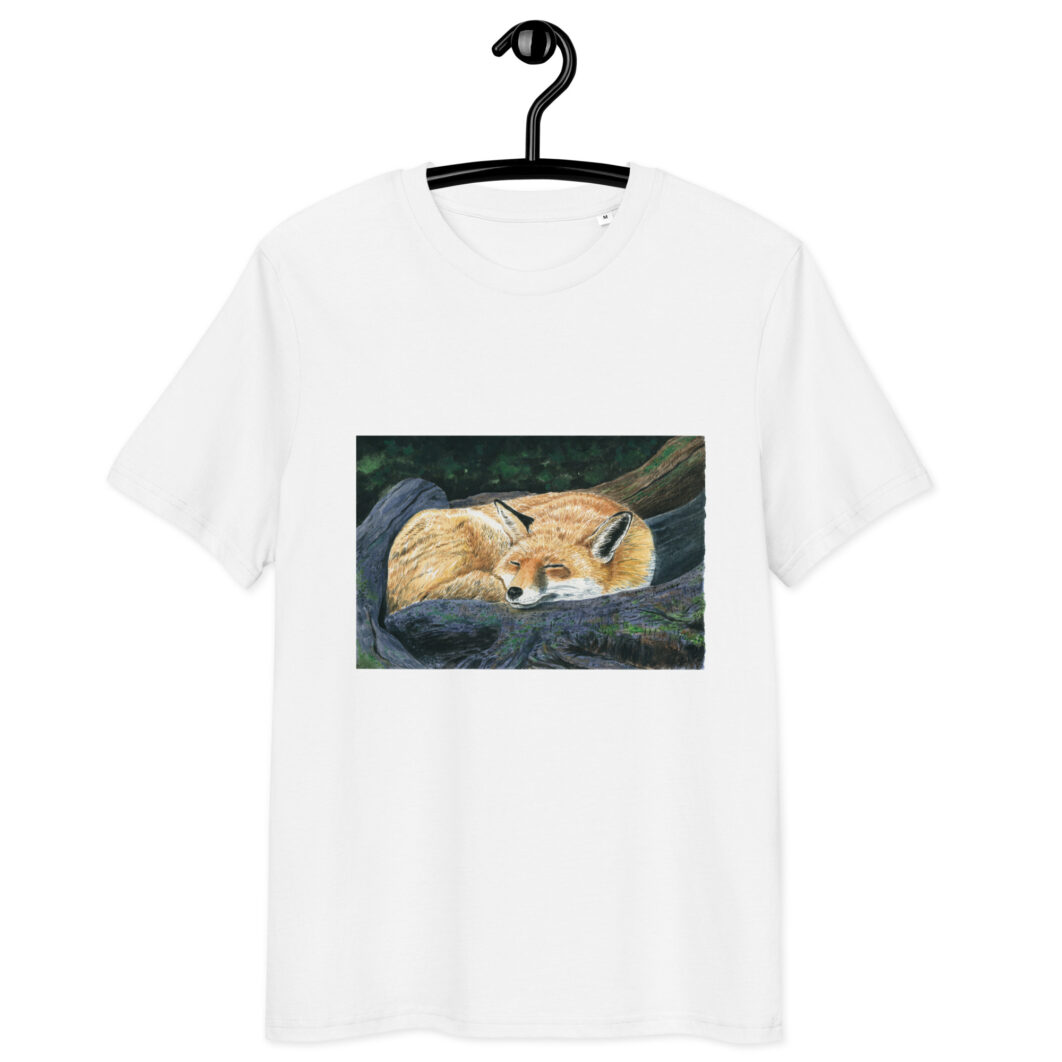 Sleeping fox in the forest (unisex organic cotton t-shirt) - Image 4