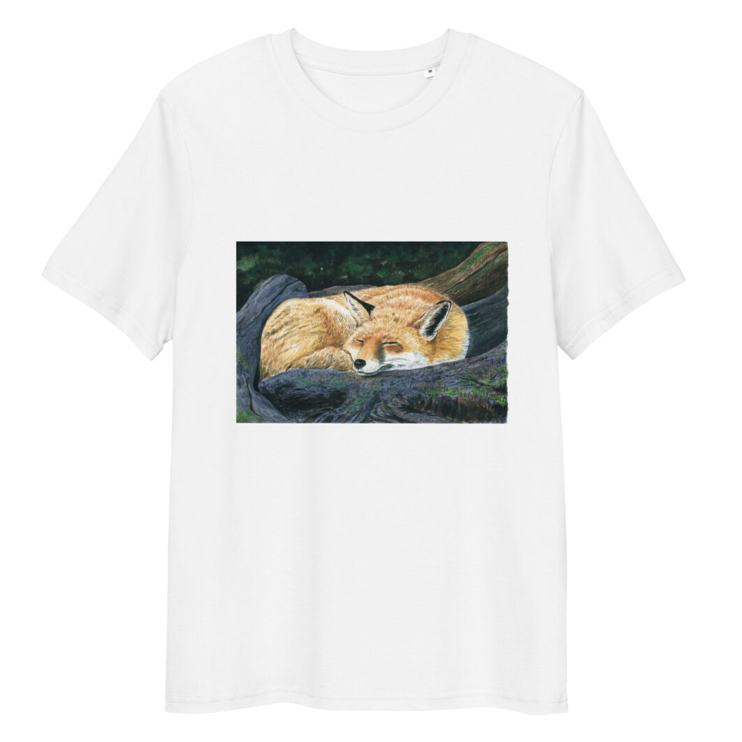 Sleeping fox in the forest (unisex organic cotton t-shirt) - Image 5