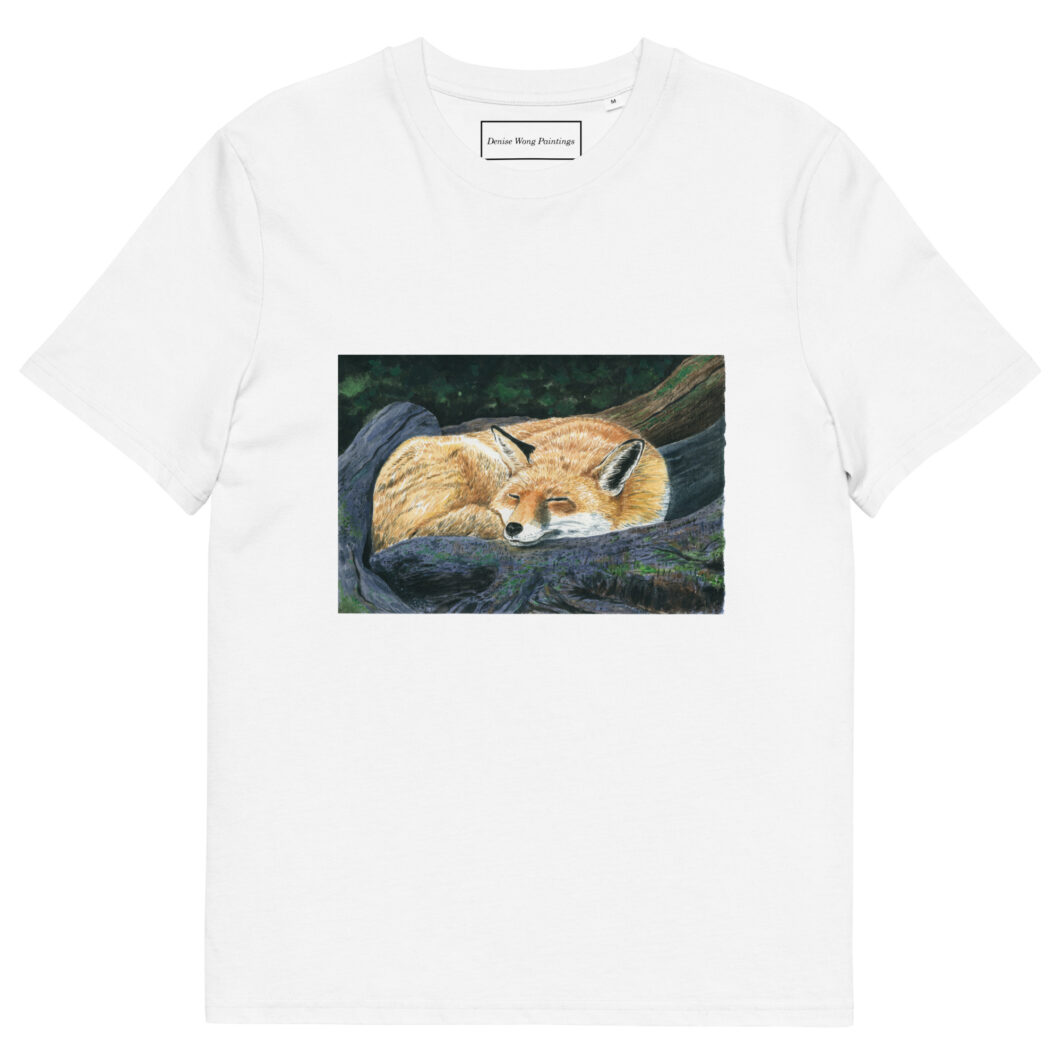 Sleeping fox in the forest (unisex organic cotton t-shirt)