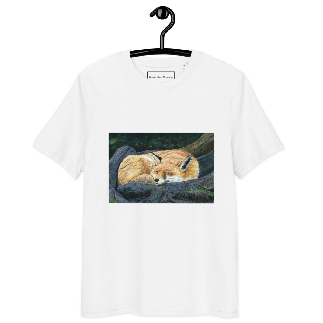 Sleeping fox in the forest (unisex organic cotton t-shirt) - Image 3