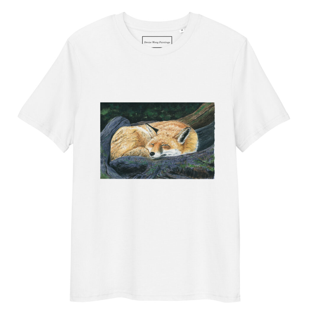 Sleeping fox in the forest (unisex organic cotton t-shirt) - Image 5